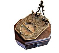Brass Sundial Compass - Pendulum Sundial Unique Gift Ideas for Him or Her - Men & Women Wedding Gift Gilbert & Sons with Rosewood Case