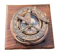 Brass Sundial Compass Personalized Gift Unique Gift for Men Beautiful Handmade Sundial Watch Engraved Solar Clock for Him Antique Decoration (Antique)