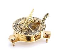 Brass Sundial Compass, Vintage Style Navigation Instrument, Gold Metallic, Nautical Collector's Gift, 7.5 cm Diameter