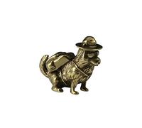 Brass Sunglasses Dog Figurine,Copper Animals Shiba Inu Miniature Statue Sculpture Crafts Collection Desktop Ornament Home Sand Table Decor Accessories Study Paperweight,