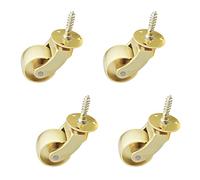 Brass Swivel Threaded Stem Caster Wheel - 4X Set, 360 Degree Rotation, Small Antique Furniture Castor with Screws, Gold 22mm/0.9in