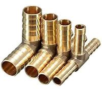 Brass T Piece Barbed 3 Way 6mm 8mm 10mm 12mm Fuel Hose Joiner Adapter Fitting (Brass, 6MM)
