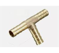 Brass T Piece Barbed 3 Way 6mm 8mm 10mm 12mm Fuel Hose Joiner Adapter Fitting (Brass, 8MM)