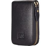 BRASS TACKS Leathercraft Credit Card Holder Zipper Card Cases Holder for Men Women Genuine Leather RFID Blocking Mini