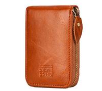BRASS TACKS Leathercraft Credit Card Holder Zipper Card Cases Holder for Men Women Genuine Leather RFID Blocking Mini