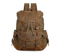 BRASS TACKS Leathercraft Heavy Duty Waxed Canvas Vintage Waterproof Backpack for Men Women Trim Casual 15.6" laptop Bookbag Travel Rucksack Shoulder Rucksack for Travel School