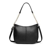 BRASS TACKS Leathercraft Shoulder Bag Clutch Purse for Womens Top-Handle Bags, 6.5L Mini Leather Tote with Zip, Crescent Hobo Handbag for Work, School, Travel, Gift (Black)