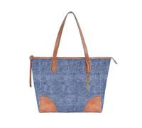 BRASS TACKS Leathercraft Tote Bags for Womens Top Handle Handbags Ladies Shoulder Bags Large Capacity PU Leather with Zipper for Work Shopping School Travel, Blue&Brown