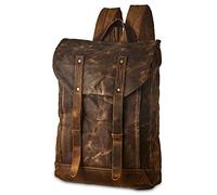 BRASS TACKS Leathercraft Waterproof Vintage Waxed Canvas Shoulder Rucksack Backpacks for Men Women Casual Large 15.6 inch Laptop Bookbag Brown