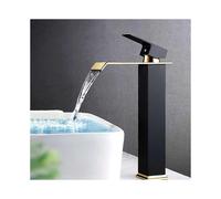 (Brass, Tall Black Gold) High Quality Brass Black And Gold Bathroom Mixer Tap Waterfall Stainless Steel Tall Basin Faucet