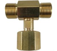 Brass Tank Threaded Tee Fitting W21.8-14 to M22-14, 3 Way Connector Adapter Splitter - For Beer Homebrew Aquarium Regulator Systems with Gasket