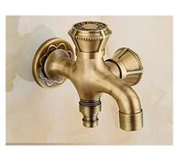 Brass Tap Faucet Garden Bibcocks Antique Brass Dragon Carved Washing Machine Faucet Outdoor Faucet Single Cold Tap(Light Green)