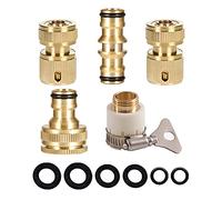 Brass Tap Hose Connector Kit - Universal Hose Fittings (3/4&1/2 inch, 2 Hose Quick Connectors, 2 Double Male Tap Connectors)
