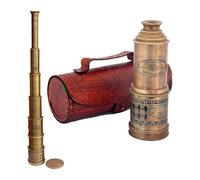 Brass Telescope Antique Telescope 1915 London Brass Maritime Vintage Nautical Spyglass Mounted Pirate with Leather Box, Monocular Nautical Decor for Gifting, Travellers