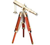 Brass Telescope with Adjustable Wooden Tripod Stand Antique Vintage Nautical Spyglass for Home & Office Decor with Wooden Stand Christmas Item