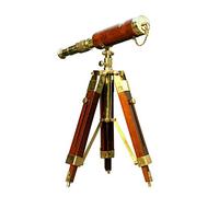 Brass Telescopes Wooden Tripod Stand Collectible Vintage Scope Decorative Nautical Home Desk Office Gift for Collectors, Antique Style