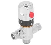 Brass Thermostatic Mixer Valve, G1/2 Inch DN15 Male Thread All Brass Hot Cold Water Mixing Valve Temperature Control Mixer for Basin Bidet Shower 0.1-0.5MPa