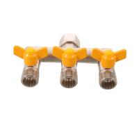 Brass Three Way Hose Splitter for Outdoor Garden Tap Silver | Triple Outlet Design, Separate Control Valve on Each Outlet, Precise Threaded Connections, for Villa Backyards