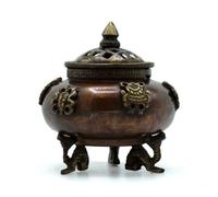 Brass Tibetan Incense Burner Six Symbols Standing Pot