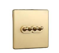 Brass Toggle Switch Plate,toggle light switch, Switch Antique 86 Type Lever Toggle SwitchSolid Copper 10A Wall Switch Handmade One Open Dual Control Toggle Light(4 Gang)