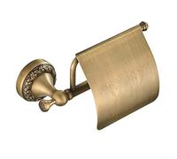 Brass Toilet Pa-per Holder W-all Mounted With Cover, Antique Brass Toilet Pa-per Holder Bathroom Tissue Roll Dispenser Long-Lasting Rust-Resistant Design Easy Installation