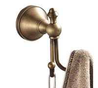 Brass Towel Hook, 3x3x4" Vintage Wall Mounted Bathroom Towel Hook, Double Hooks Rust Resistant Bathroom Accessories Ideal for Coats Clothes