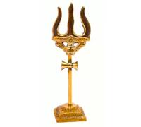 Brass Trishul/Trishool/Shoolam Lord Shiva mahadev Durga Devi Maa Pooja trishul Trident for Protection Worship for Indian Traditional Navratri Festival Home Temple Decor (Golden)(Height Size:-5 Inch)