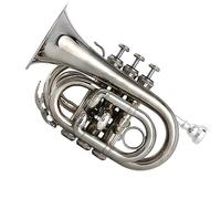 brass Trumpet B-flat Silver-plated Pocket Trumpet Bb Silver Palm Size Brass Nickel-plated Cornet Wind Instrument