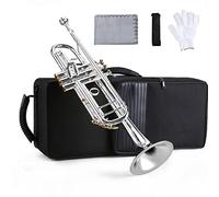 Brass Trumpet Prefessional Bb Trumpet Brass Material Silver-Plated Surface Beautiful Shell Buttons Wind Instrument