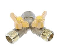 Brass Two Way Natural Gas Pipe Splitter Connector Adapter Valve with Plastic Handle for 20mm Hose