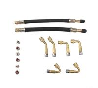 Brass Tyre Valve Extensions 180mm Hose for durable Brass Tyre | Three angles 45 90 135 deg, rubber seals airtight, easy pump access, hard to reach valves, 14 piece set