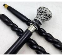 Brass Victorian Black & White Royal Handle Black Wooden Walking Stick Cane Decorative Style for Men, Women Ideal for Costume Parties