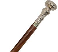 Brass Victorian Handle Foldable Rosewood Walking Stick, 38 Inches, Brown