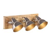(brass) vidaXL 1/3x Mango Wood Industrial Wall Lamp Wall Mounted Light Silver/Brass
