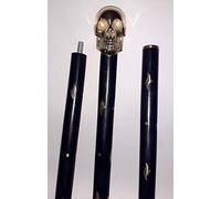 Brass Walking Stick Solid Vintage Designer Skull Head Wooden Cane Antique Style Folding Walking Stick 36" Inches with Brass Handle for Men and Women