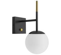 Brass Wall Light Sconce Black Frosted Glass Globe Wall Lamp Modern Downward Lantern H3125