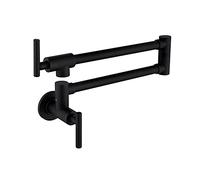 Brass Wall Mount Pot Filler Faucet Rotating Folding Kitchen Sink Faucet with Double Joint Swing Arms Single Cold Water Tap for Cooking & Food Prep