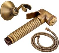 Brass Wall Mounted Handheld Bidet Sprayer Faucet Set with Single Handle Cold Water Pressure Sprayer for Toilet Cleaning，Antique