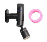 Brass Wall-Mounted Mop Pool Faucet with 720-Degree Swivel and Dual Water Flow Modes, Cold Only for Balcony and Bathroom Use, Silver/Grey/Black(Black)