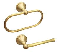 Brass Wall Mounted Paper Towel Holder Set, Antique Toilet Paper Holder with Ring, Rectangular Tissue Bar, Vintage Bathroom Hardware