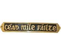 Brass Wall Plaque Cead Mile Failte Black (Small) 18cm x 3cm