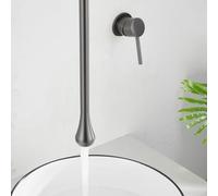 Brass WallMounted Bathroom Faucet Concealed Single Handle Mixer Tap Hot & Cold Water Elegant Gray Finish for Sink Modern Ceiling Installation