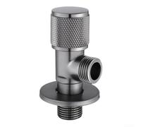 Brass water inlet angle valve with G1/2 thread, designed for bathroom and kitchen basins to control water flow with secure plumbing connection (gray)