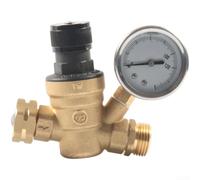 Brass Water Pressure Regulator for RV with Gauge Adjustable 0-160 PSI 3/4 Inch Garden Hose Thread(B)