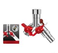 Brass Water Splitter Valve with Dual Independent Switch Mechanisms for Managing Flow Between Outdoor Faucet and Appliance Connections (B)