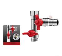 Brass Water Splitter Valve with Dual Independent Switch Mechanisms for Managing Flow Between Outdoor Faucet and Appliance Connections (E)