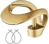 Brass Waterfall Faucet Core Elegant Single Hole Bathroom Vessel Sink Unique Contemporary Vanity for Tall Swan Faucet Gold