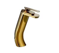 Brass Waterfall Sink Faucet - Single Handle Hot & Cold Bathroom & Kitchen Tap - Modern Touch-On Design - Durable Brass Construction for Easy Use