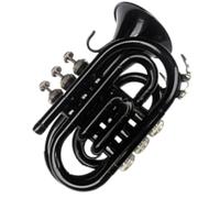Brass Wind Instrument Black Blue Pocket Trumpet Adult Color Palm Trumpet B Flat(Color:Black)