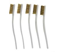 Brass Wire Brush Set, 5 Pack White Plastic Handle Stiff Bristles for Rust Removal, Polishing Cleaning on Metal Industrial Devices